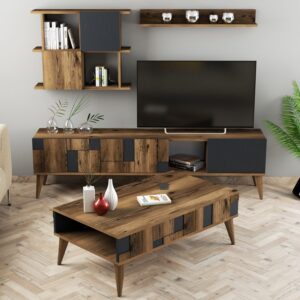 Kalune Design Sada nábytku do obývacího pokoje Madrid ořech/antracit