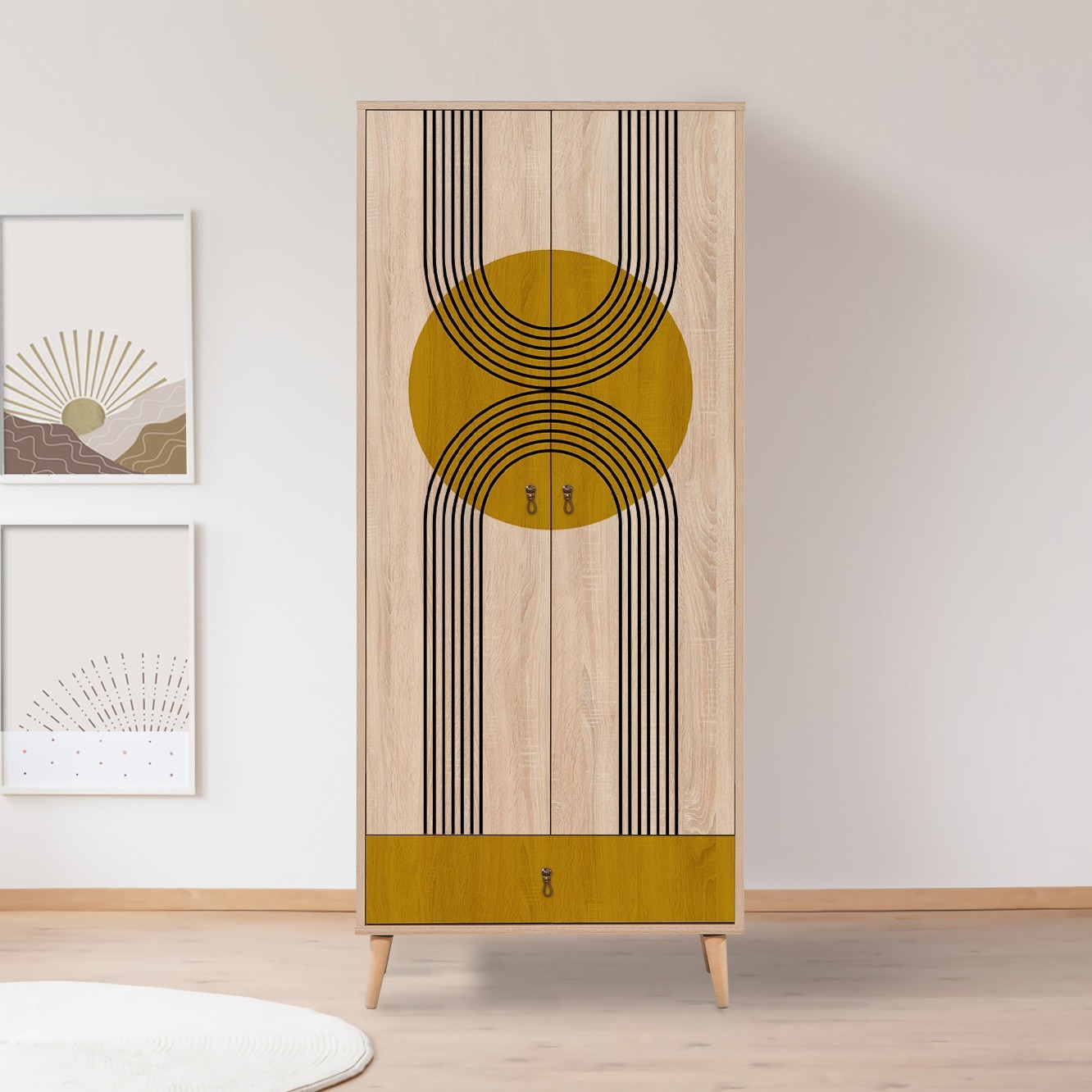Kalune Design Šatní skříň Grandrop Sun 80 cm hnědá/vícebarevná - Obrázek 2