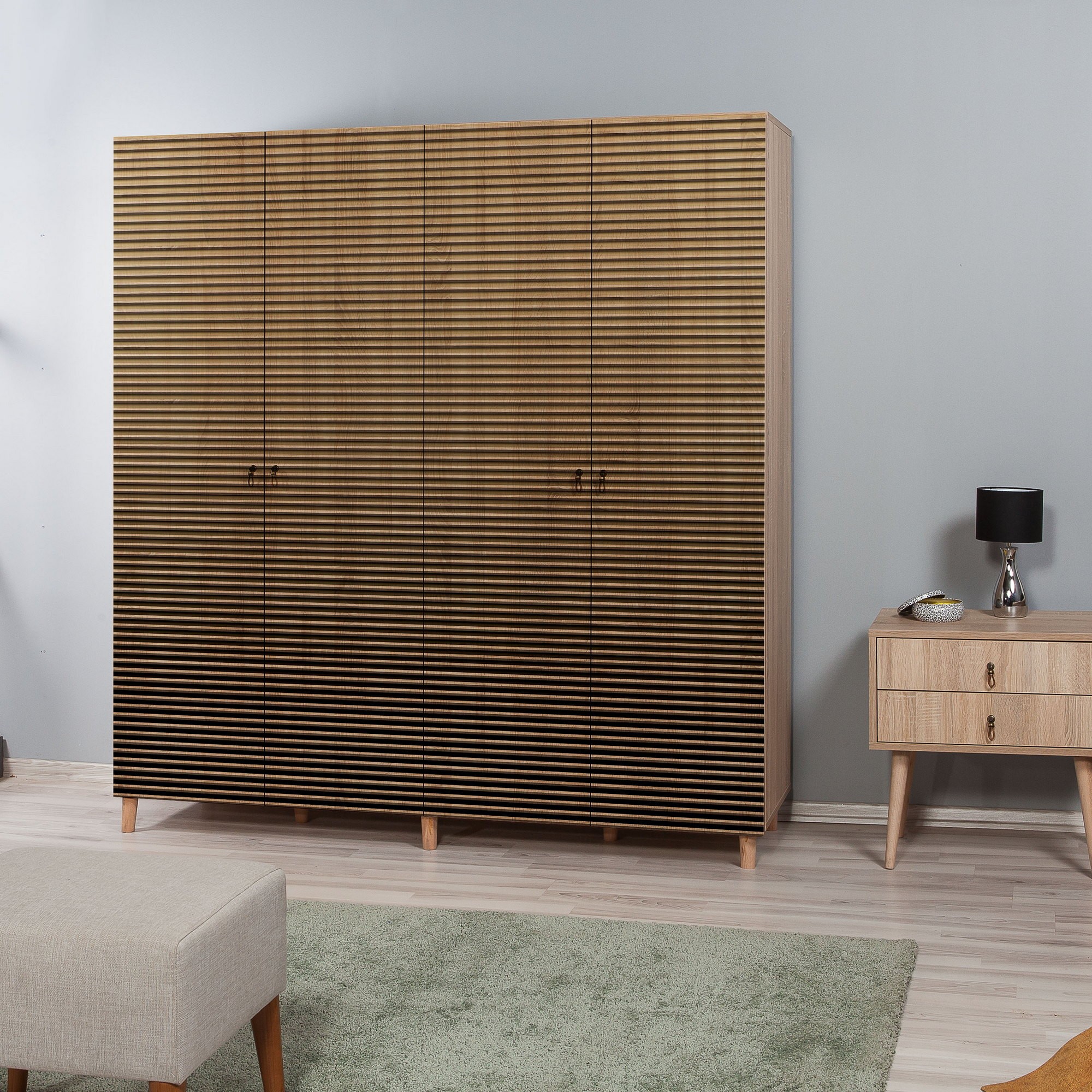 Kalune Design Šatní skříň Imaj 180 cm dub sonoma - Obrázek 2