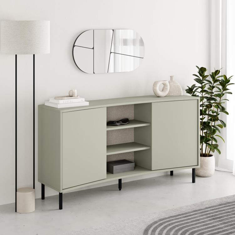Komoda Houseland Frem 150 cm šedo-zelená