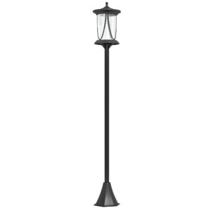 OUTSUNNY Solární pouliční lampa 17 x 17 x 127 cm se studeným bílým LED světlem černá
