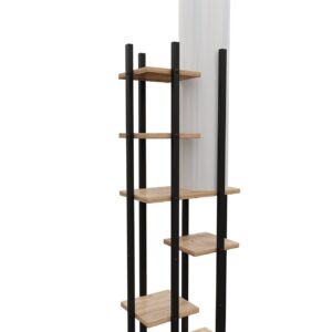 Opviq Stojací lampa Nora IV černá/přírodní dub