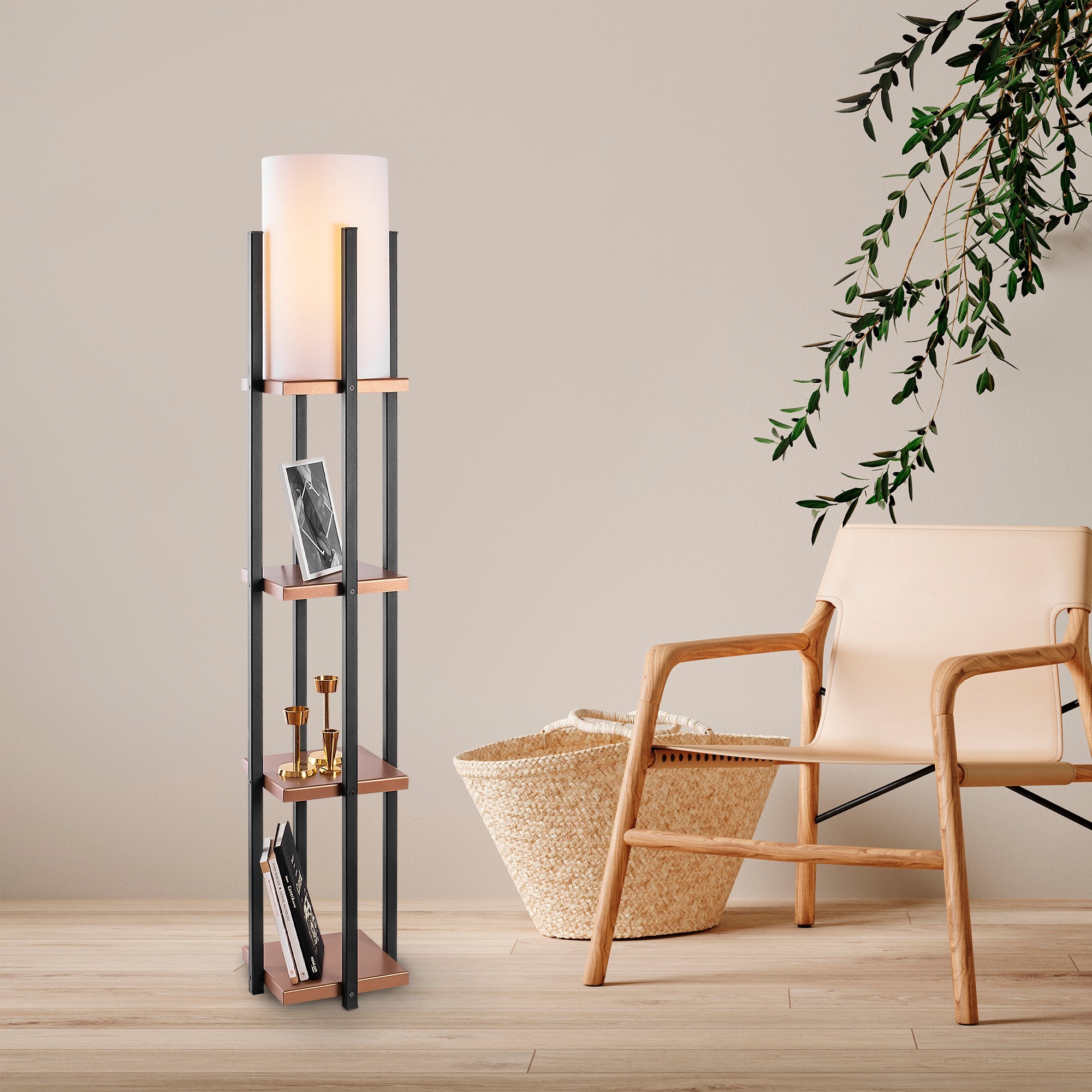 Opviq Stojací lampa Nora VI černá mat/měděná - Obrázek 2