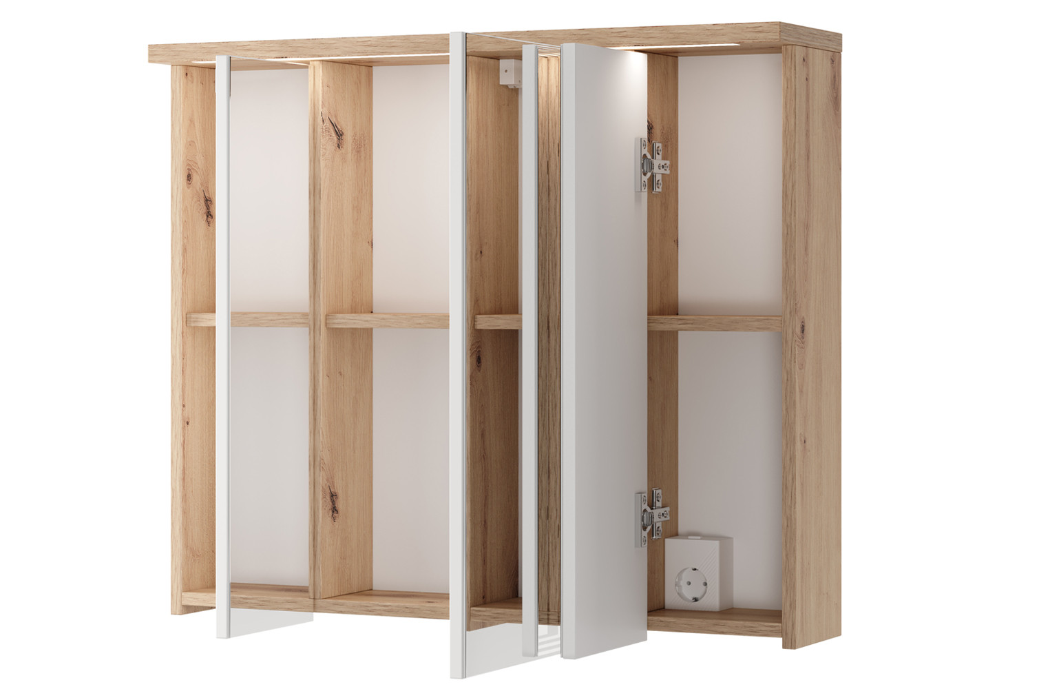 Szynaka Závěsná zrcadlová skříňka s LED osvětlením Sting 58 80 cm dub Artisan - Obrázek 2