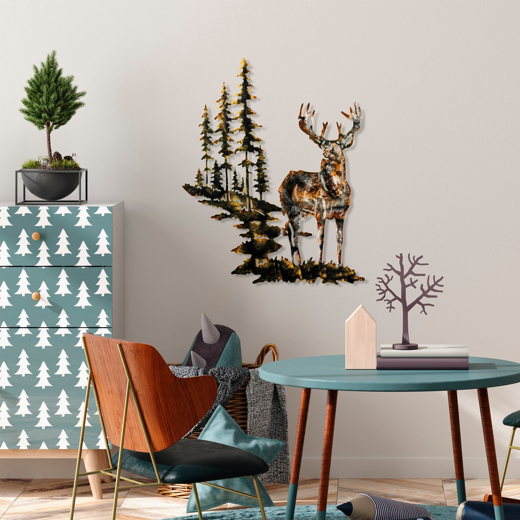 Wallity Nástěnná kovová dekorace Deer 3 vícebarevná - Obrázek 2
