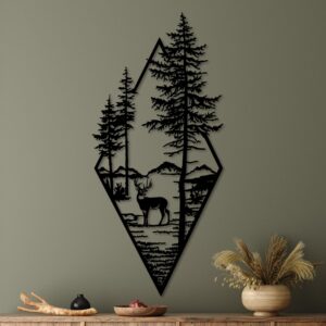 Wallity Nástěnná kovová dekorace Deer I. černá