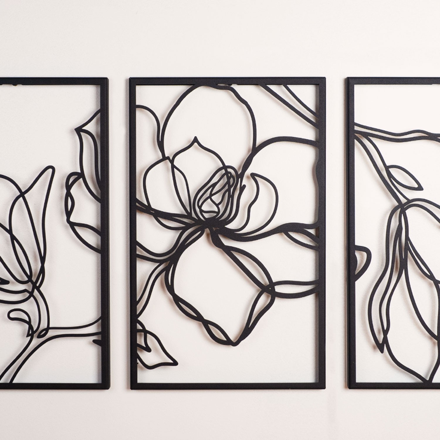 Wallity Nástěnná kovová dekorace Floral Line černá - Obrázek 2