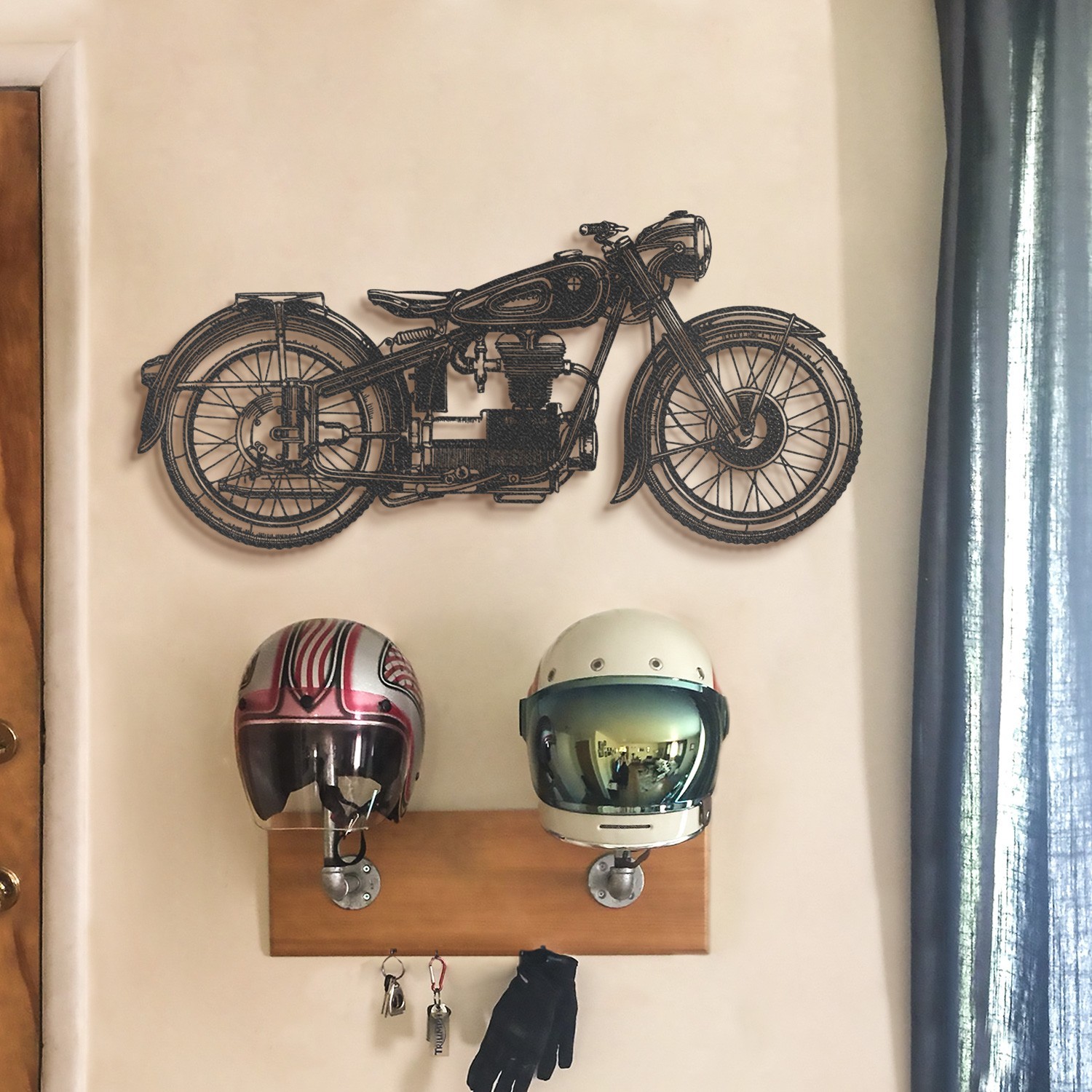 Wallity Nástěnná kovová konstrukce Cafe Racer černá - Obrázek 2