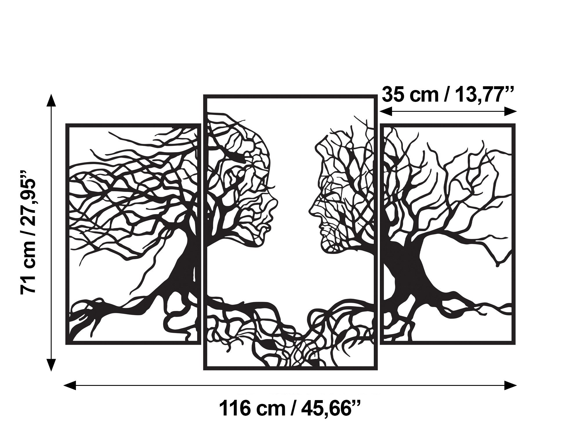 Wallity Nástěnná kovová světelná dekorace Tree Person černá - Obrázek 2