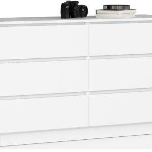Ak furniture Komoda Kuba 120 cm 6 šuplíků bílá