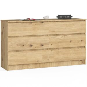 Ak furniture Komoda Kuba 140 cm 6 šuplíků dub artisan