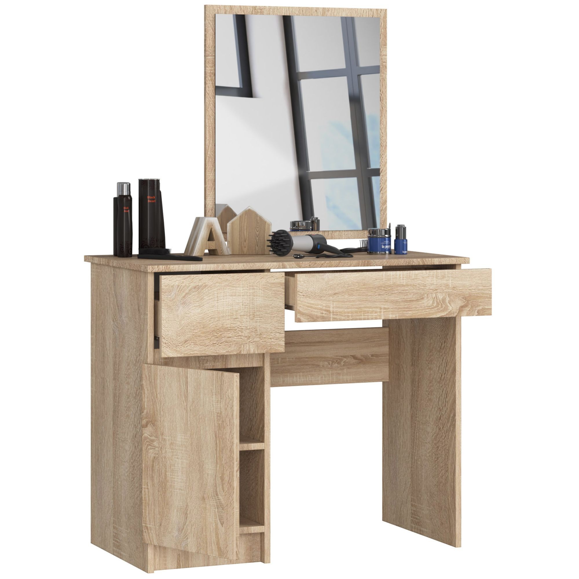 Ak furniture Kosmetický stolek se zrcadlem P-2/SL dub sonoma levý - Obrázek 2