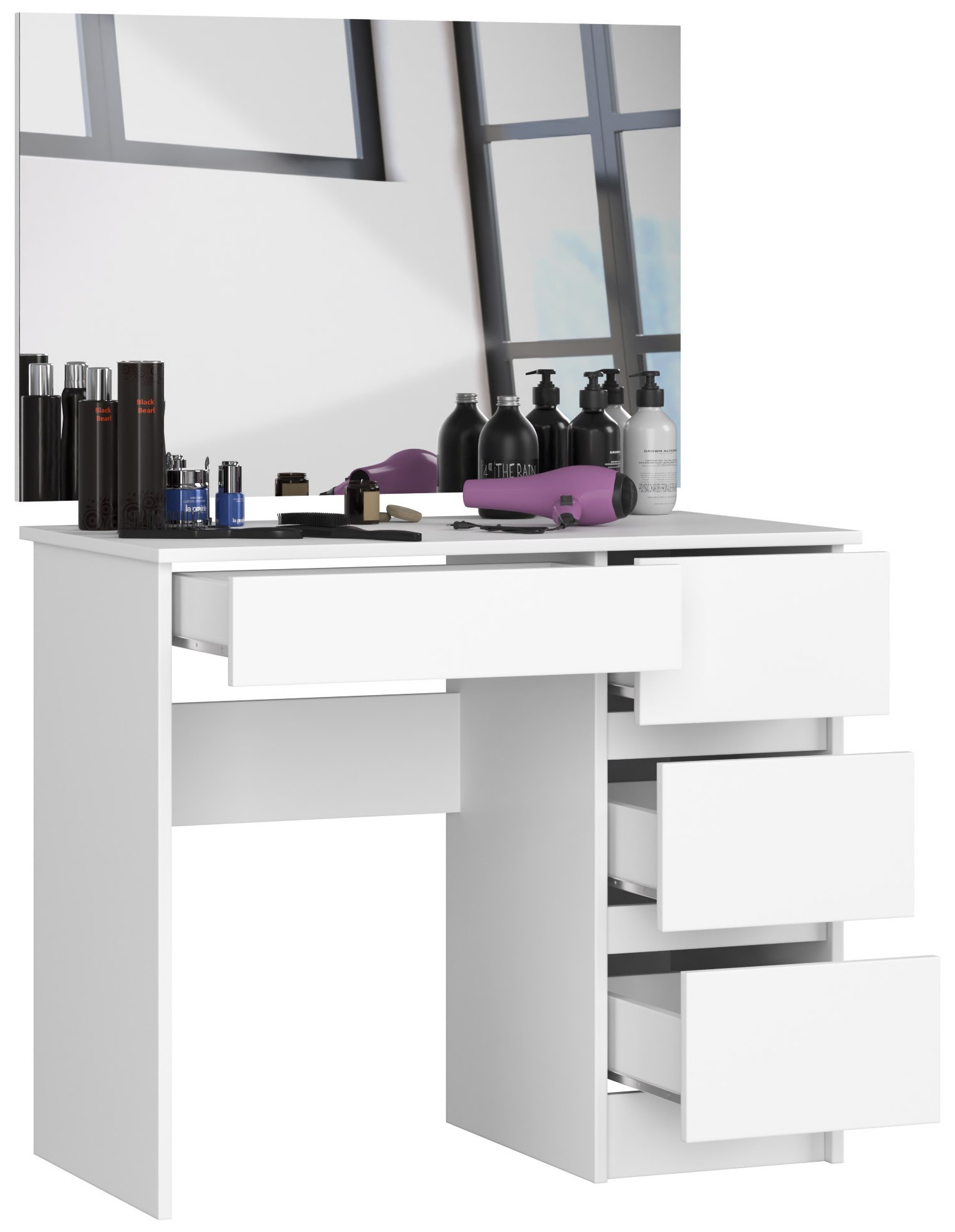 Ak furniture Kosmetický stolek se zrcadlem T-6 I 90x50 cm bílý pravý - Obrázek 2