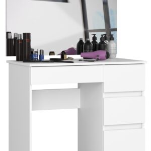 Ak furniture Kosmetický stolek se zrcadlem T-6 I 90x50 cm bílý pravý