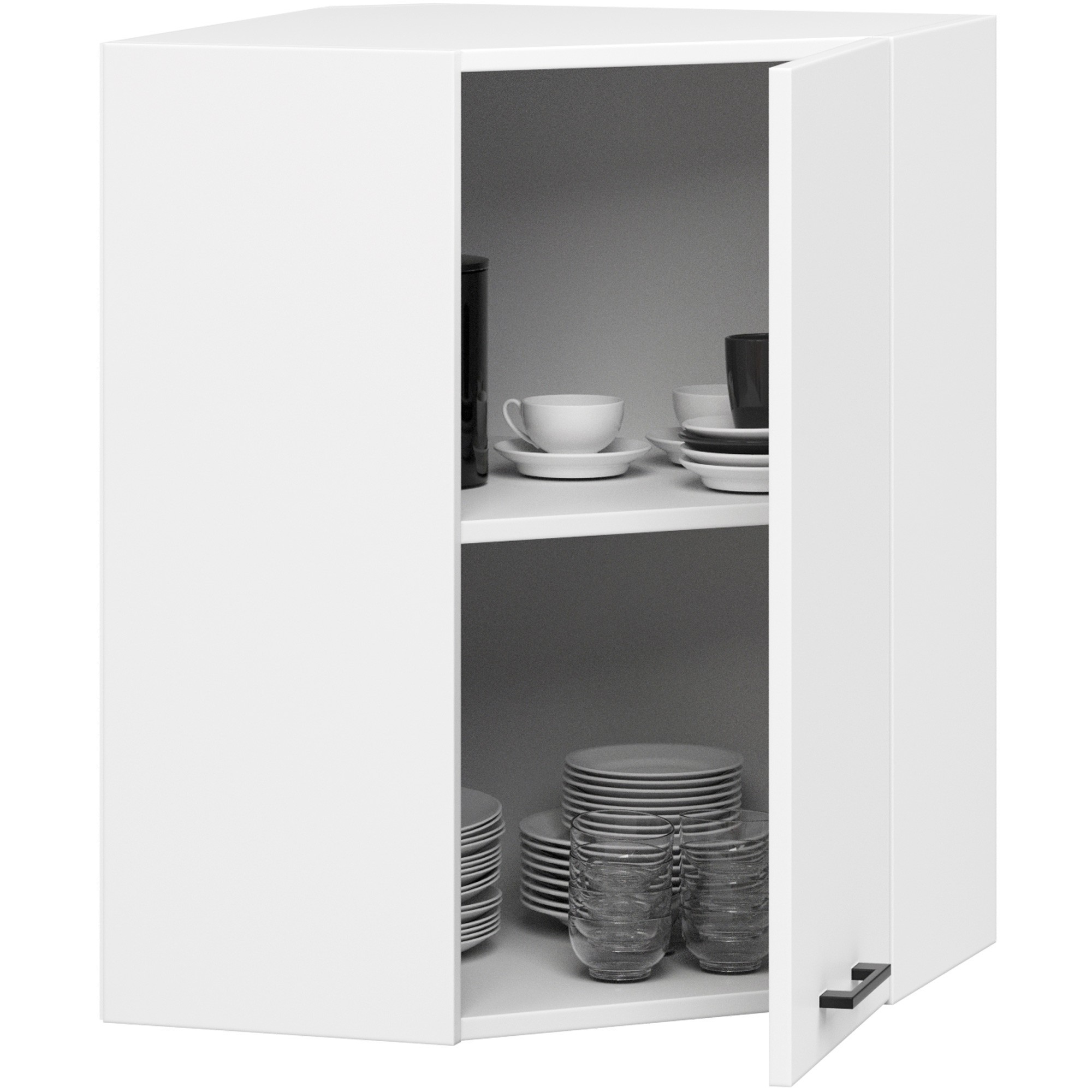Ak furniture Rohová závěsná kuchyňská skříňka Olivie 60x72 cm bílá - Obrázek 2