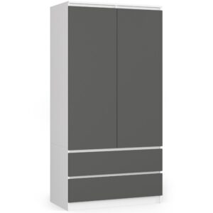 Ak furniture Šatní skříň Star 90 cm bílá/grafitově šedá