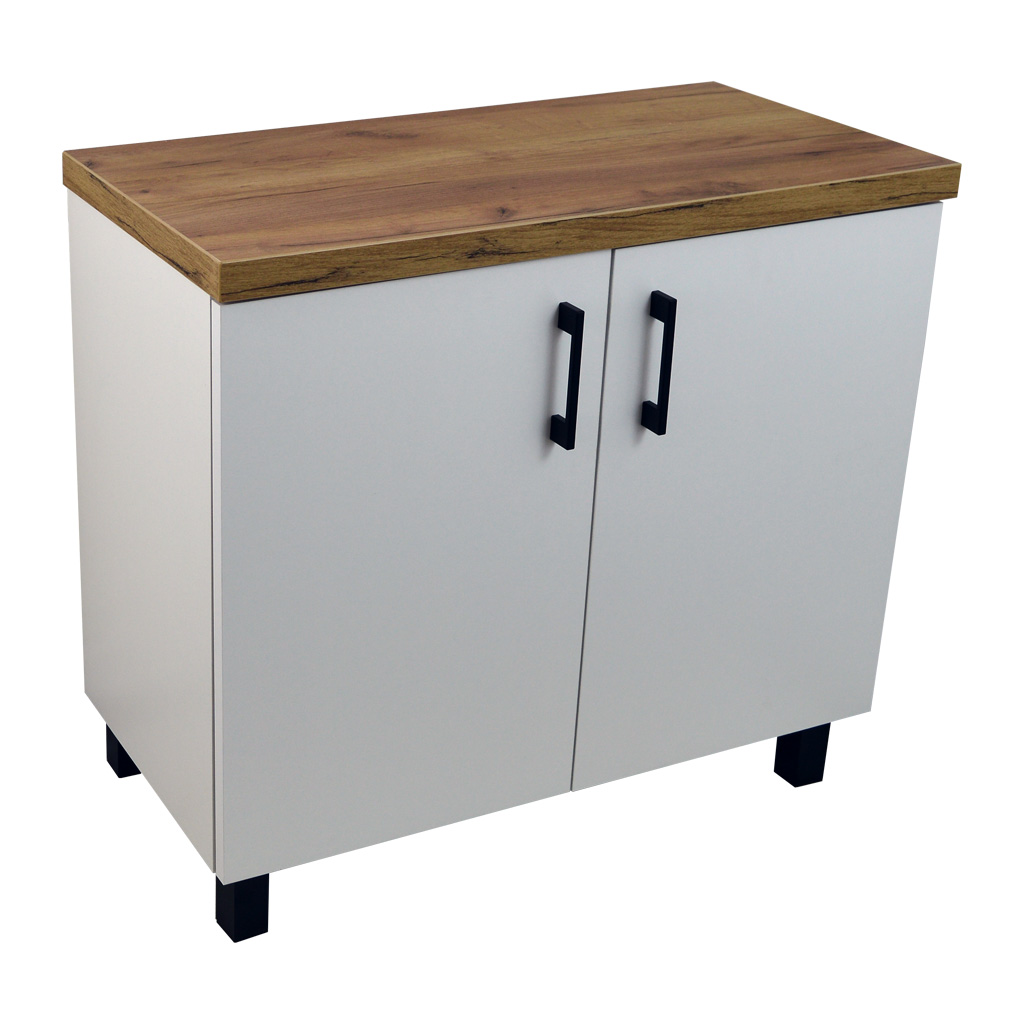 BPS-koupelny Koupelnová skříňka pod deskové umyvadlo ROSO W 80-HD - bílá/zlatý dub - Obrázek 2