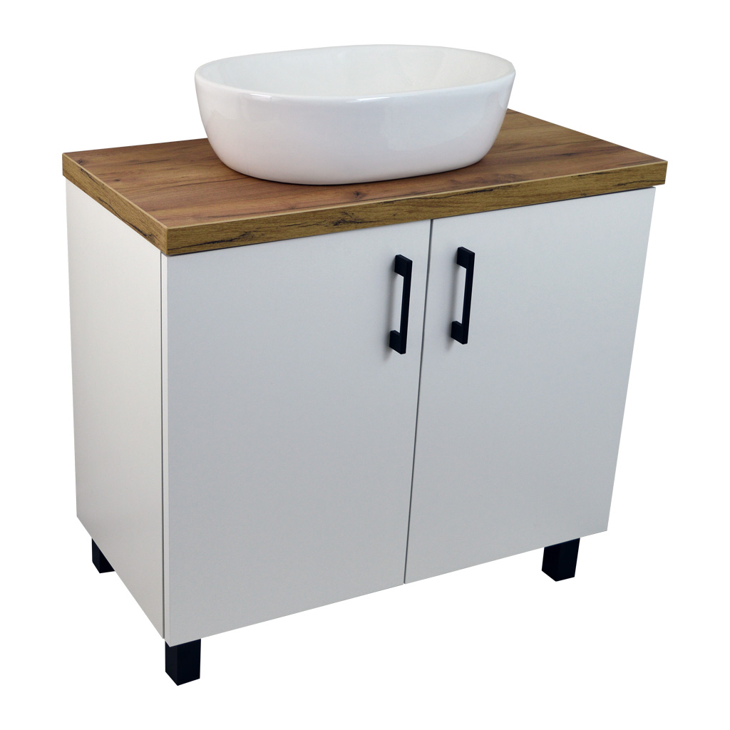 BPS-koupelny Koupelnová skříňka pod deskové umyvadlo ROSO W 80-HD - bílá/zlatý dub