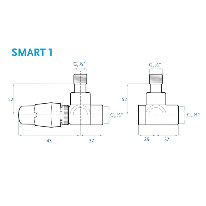 BPS-koupelny Termostatický ventil Smart 1 Barva: Platina mat - Obrázek 2