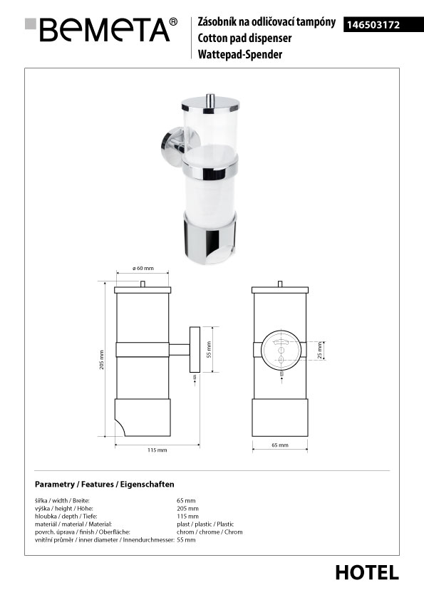 Bemeta Design OMEGA: Zásobník kosmetických tampónů - 146503172 - Obrázek 2