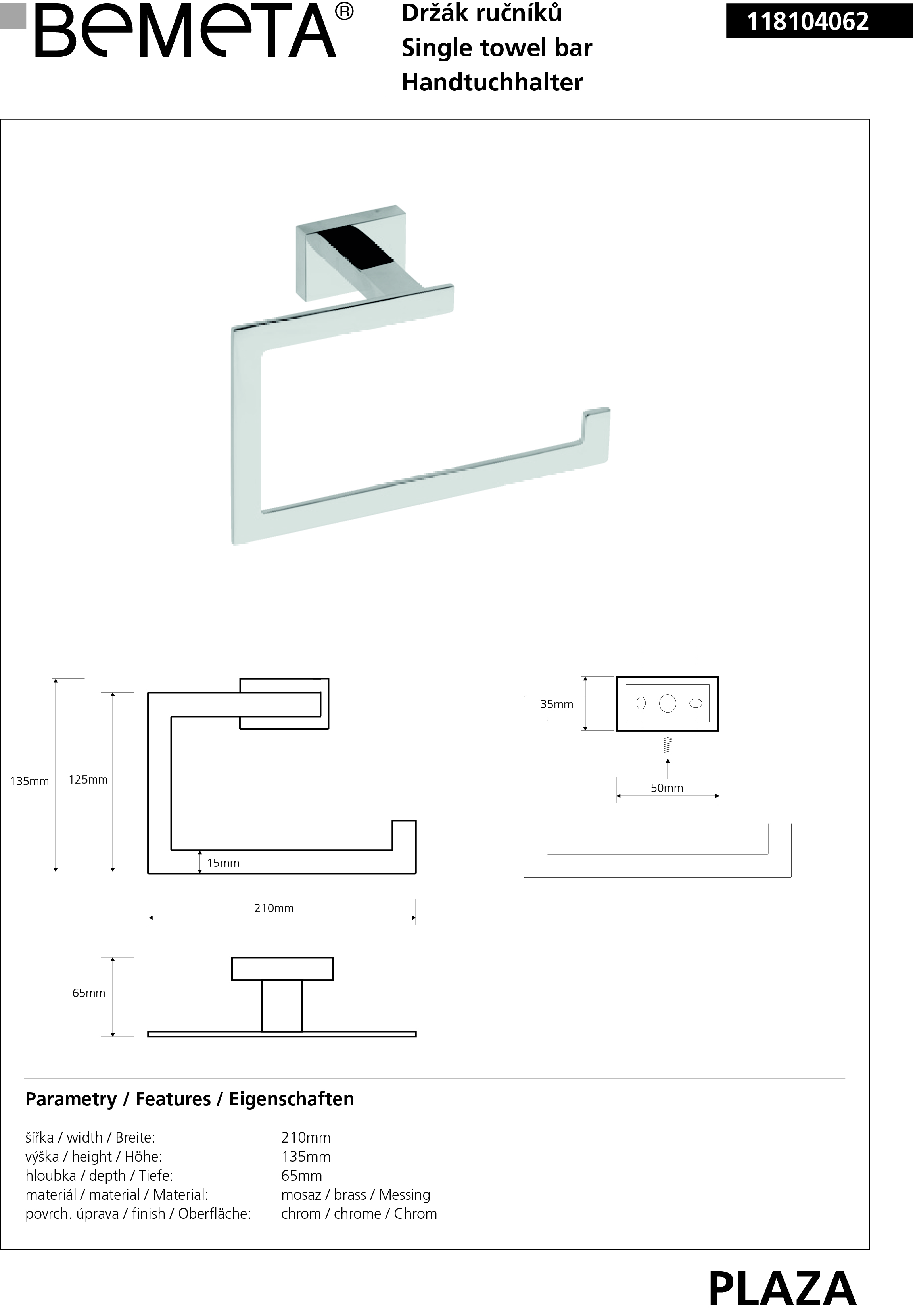 Bemeta Design PLAZA: Držák ručníků kruhový - 118104062 - Obrázek 2