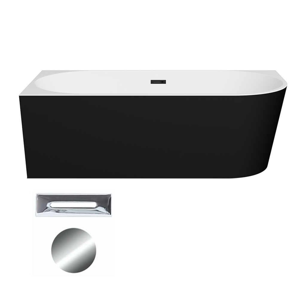 Besco Akrylátová volně stojící rohová vana Zoya BW 150x75 (170x80) bílá/černá Rozměry (cm): 150x75