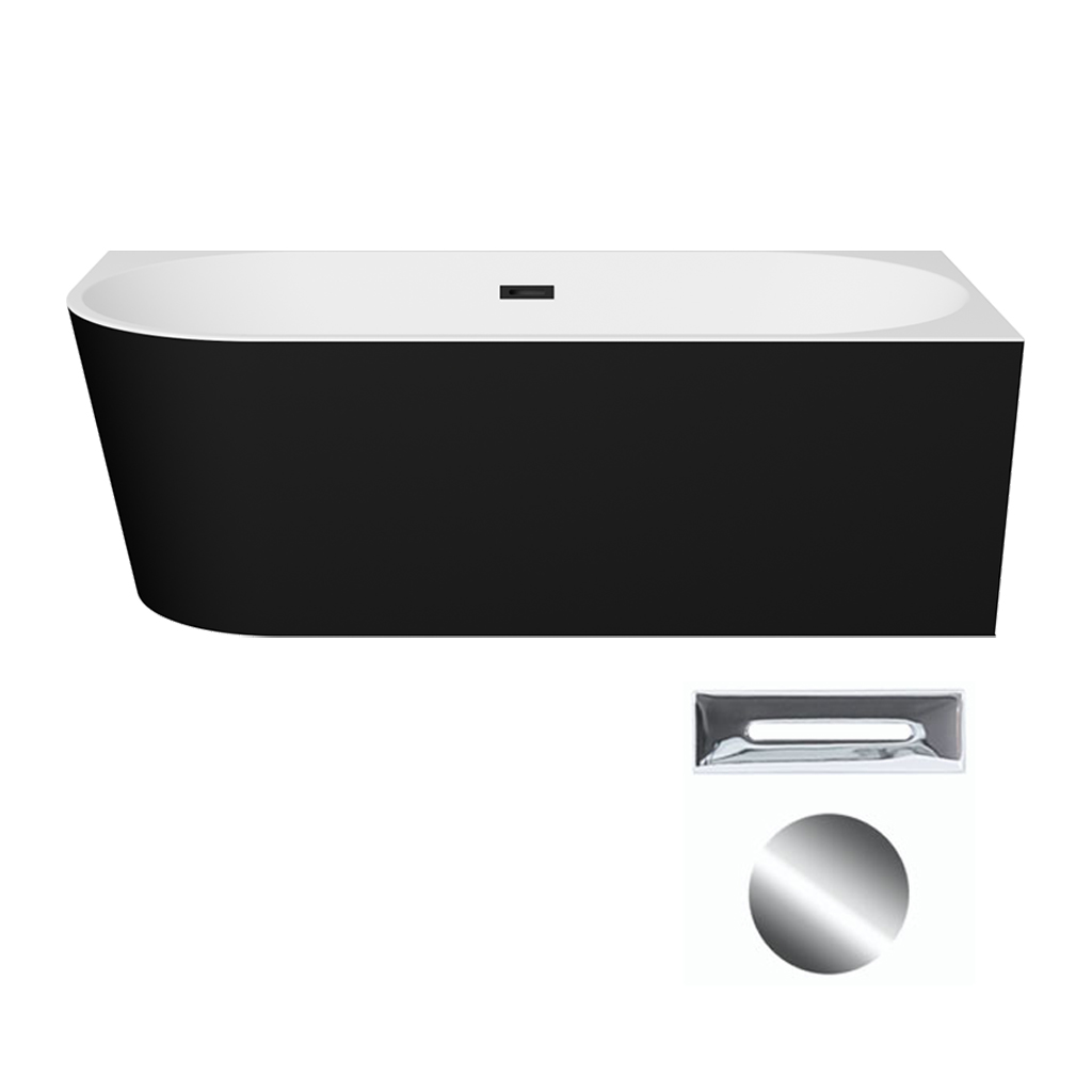 Besco Akrylátová volně stojící rohová vana Zoya BW 150x75 (170x80) bílá/černá Rozměry (cm): 150x75