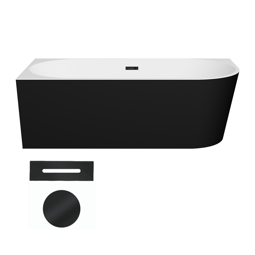 Besco Akrylátová volně stojící rohová vana Zoya BW 150x75 (170x80) bílá/černá Rozměry (cm): 170x80