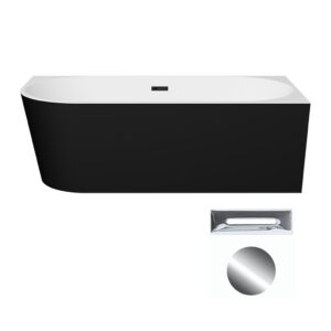 Besco Akrylátová volně stojící rohová vana Zoya BW Matt 150x75 (170x80) bílá/černá Rozměry (cm): 150x75