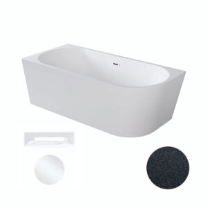 Besco Akrylátová volně stojící rohová vana Zoya Glam G 150x75 (170x80) bílá/grafit Rozměry (cm): 150x75
