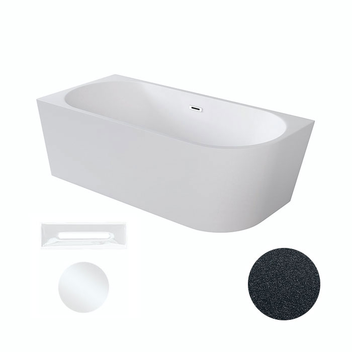 Besco Akrylátová volně stojící rohová vana Zoya Glam G 150x75 (170x80) bílá/grafit Rozměry (cm): 150x75