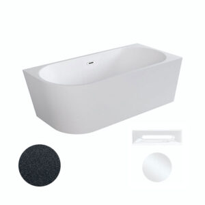 Besco Akrylátová volně stojící rohová vana Zoya Glam G 150x75 (170x80) bílá/grafit Rozměry (cm): 150x75