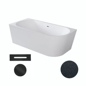 Besco Akrylátová volně stojící rohová vana Zoya Glam G 150x75 (170x80) bílá/grafit Rozměry (cm): 150x75