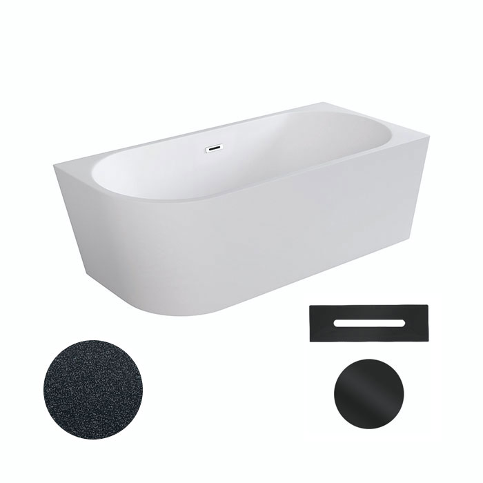 Besco Akrylátová volně stojící rohová vana Zoya Glam G 150x75 (170x80) bílá/grafit Rozměry (cm): 150x75