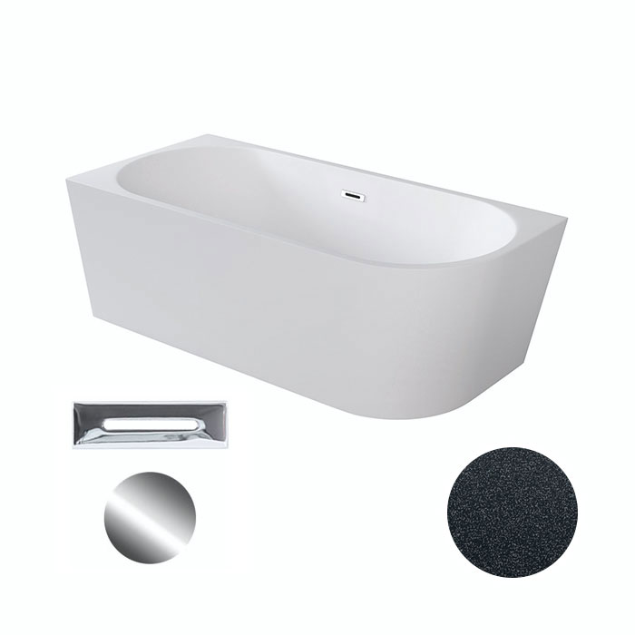 Besco Akrylátová volně stojící rohová vana Zoya Glam G 150x75 (170x80) bílá/grafit Rozměry (cm): 150x75