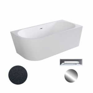 Besco Akrylátová volně stojící rohová vana Zoya Glam G 150x75 (170x80) bílá/grafit Rozměry (cm): 150x75