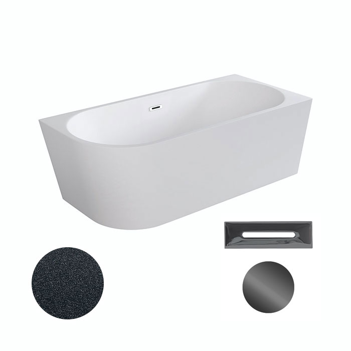 Besco Akrylátová volně stojící rohová vana Zoya Glam G 150x75 (170x80) bílá/grafit Rozměry (cm): 150x75