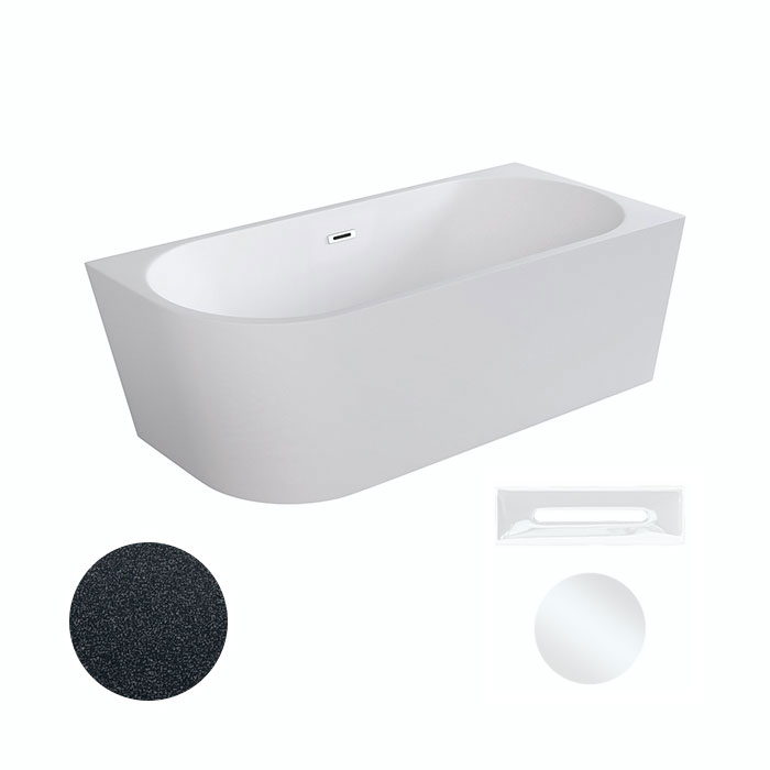 Besco Akrylátová volně stojící rohová vana Zoya Glam G 150x75 (170x80) bílá/grafit Rozměry (cm): 170x80
