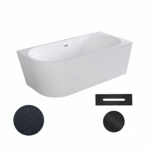 Besco Akrylátová volně stojící rohová vana Zoya Glam G 150x75 (170x80) bílá/grafit Rozměry (cm): 170x80