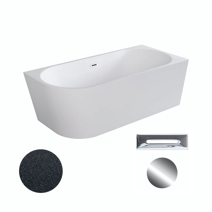 Besco Akrylátová volně stojící rohová vana Zoya Glam G 150x75 (170x80) bílá/grafit Rozměry (cm): 170x80