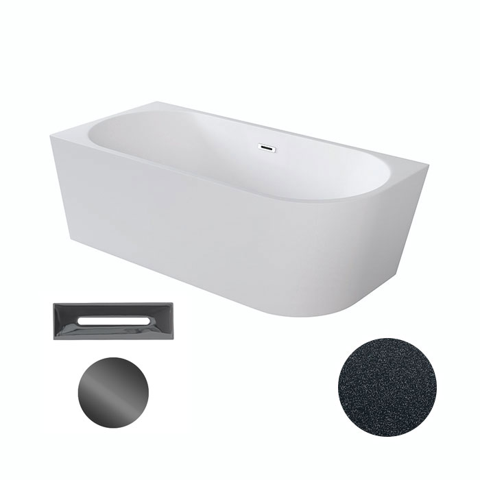 Besco Akrylátová volně stojící rohová vana Zoya Glam G 150x75 (170x80) bílá/grafit Rozměry (cm): 170x80