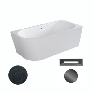 Besco Akrylátová volně stojící rohová vana Zoya Glam G 150x75 (170x80) bílá/grafit Rozměry (cm): 170x80