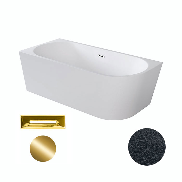 Besco Akrylátová volně stojící rohová vana Zoya Glam G 150x75 (170x80) bílá/grafit Rozměry (cm): 170x80