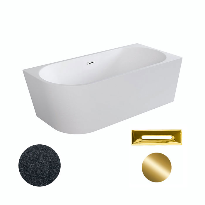 Besco Akrylátová volně stojící rohová vana Zoya Glam G 150x75 (170x80) bílá/grafit Rozměry (cm): 170x80