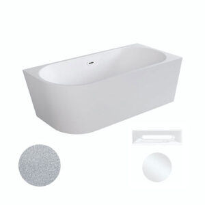 Besco Akrylátová volně stojící rohová vana Zoya Glam S 150x75 (170x80) bílá/stříbrná Rozměry (cm): 150x75
