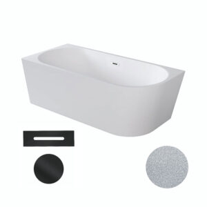 Besco Akrylátová volně stojící rohová vana Zoya Glam S 150x75 (170x80) bílá/stříbrná Rozměry (cm): 150x75