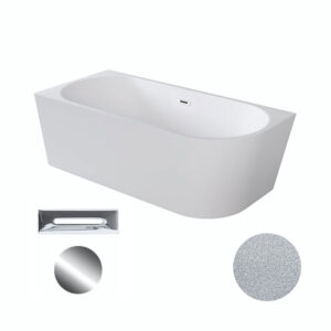 Besco Akrylátová volně stojící rohová vana Zoya Glam S 150x75 (170x80) bílá/stříbrná Rozměry (cm): 150x75
