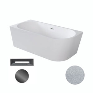 Besco Akrylátová volně stojící rohová vana Zoya Glam S 150x75 (170x80) bílá/stříbrná Rozměry (cm): 150x75