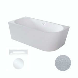 Besco Akrylátová volně stojící rohová vana Zoya Glam S 150x75 (170x80) bílá/stříbrná Rozměry (cm): 170x80