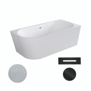 Besco Akrylátová volně stojící rohová vana Zoya Glam S 150x75 (170x80) bílá/stříbrná Rozměry (cm): 170x80